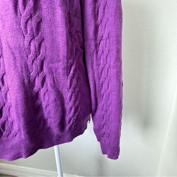 Isaac Mizrahi Live Purple Sweater Cable Knit Gemstone QVC Cardigan Size Small - Picture 10 of 15